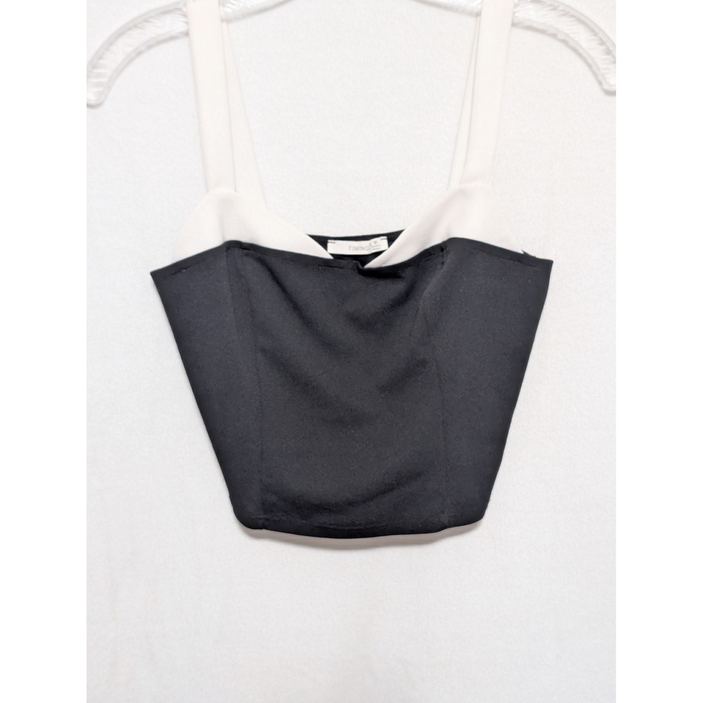 Timing Womens Black White Colorblock Crop Top Tank Camisole Size Medium